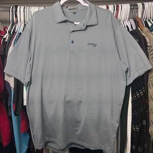 Peter Millar Summer Comfort Steelwood Golf Club Striped Polo Shirt Size XL